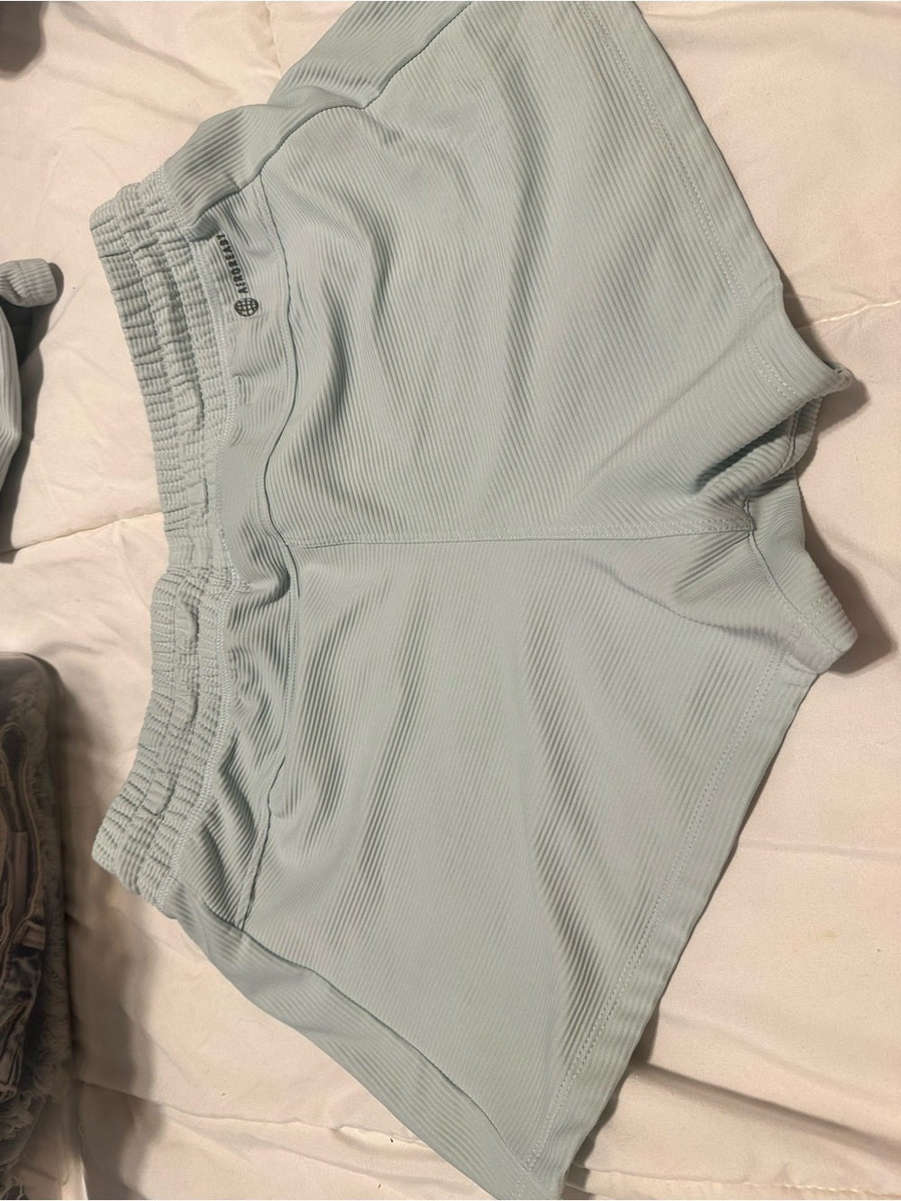 adidas Pale Blue Ribbed Drawstring Shorts - Picture 6 of 7